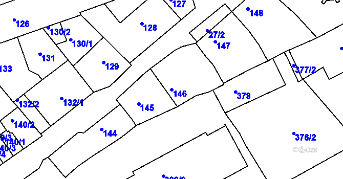 Parcela st. 146 v KÚ Bílina-Újezd, Katastrální mapa