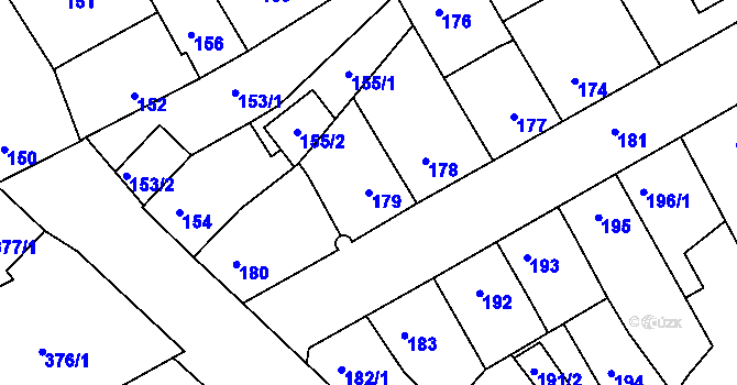 Parcela st. 179 v KÚ Bílina-Újezd, Katastrální mapa