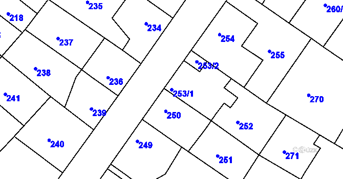 Parcela st. 253/1 v KÚ Bílina-Újezd, Katastrální mapa