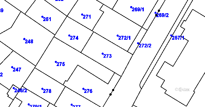 Parcela st. 273 v KÚ Bílina-Újezd, Katastrální mapa