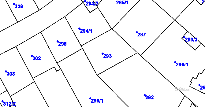 Parcela st. 293 v KÚ Bílina-Újezd, Katastrální mapa
