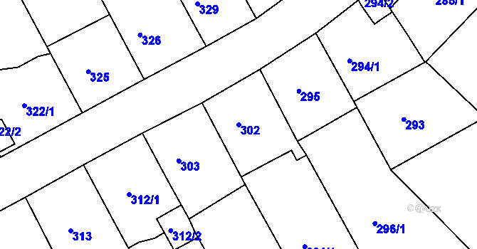 Parcela st. 302 v KÚ Bílina-Újezd, Katastrální mapa