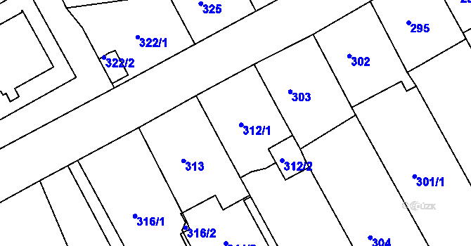 Parcela st. 312 v KÚ Bílina-Újezd, Katastrální mapa