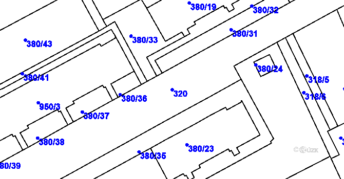Parcela st. 320 v KÚ Bílina-Újezd, Katastrální mapa