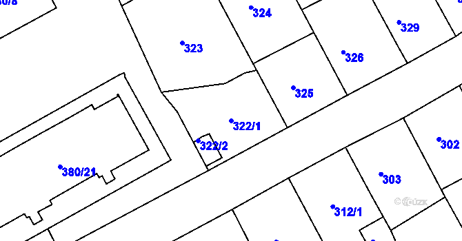 Parcela st. 322/1 v KÚ Bílina-Újezd, Katastrální mapa