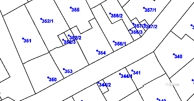 Parcela st. 354 v KÚ Bílina-Újezd, Katastrální mapa