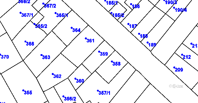 Parcela st. 359 v KÚ Bílina-Újezd, Katastrální mapa