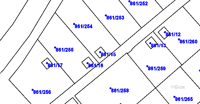 Parcela st. 861/15 v KÚ Bílina-Újezd, Katastrální mapa