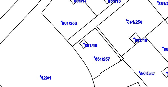 Parcela st. 861/18 v KÚ Bílina-Újezd, Katastrální mapa