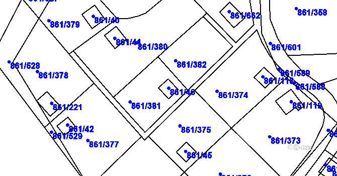 Parcela st. 861/46 v KÚ Bílina-Újezd, Katastrální mapa