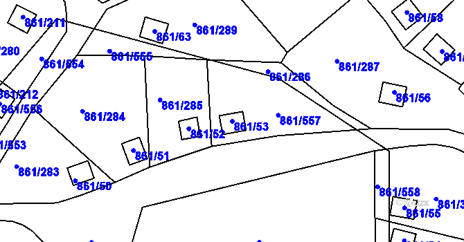 Parcela st. 861/53 v KÚ Bílina-Újezd, Katastrální mapa