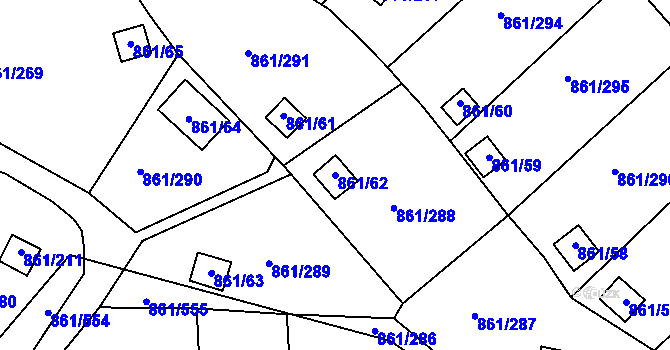 Parcela st. 861/62 v KÚ Bílina-Újezd, Katastrální mapa