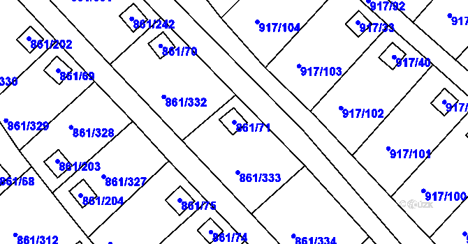 Parcela st. 861/71 v KÚ Bílina-Újezd, Katastrální mapa
