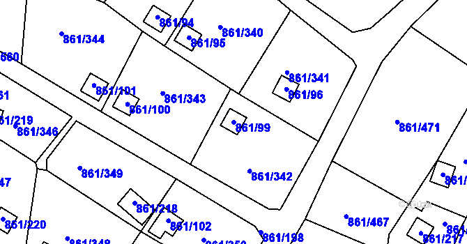 Parcela st. 861/99 v KÚ Bílina-Újezd, Katastrální mapa