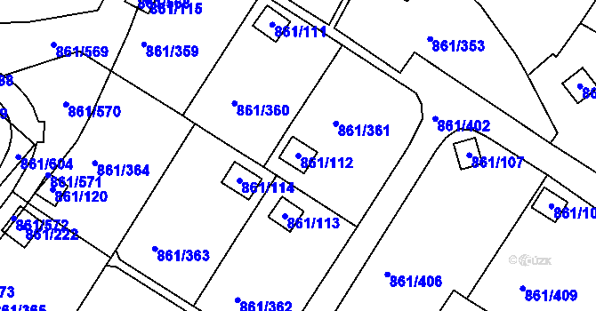 Parcela st. 861/112 v KÚ Bílina-Újezd, Katastrální mapa