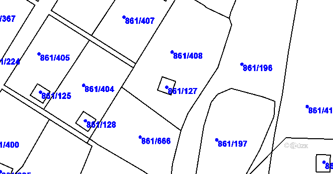 Parcela st. 861/127 v KÚ Bílina-Újezd, Katastrální mapa