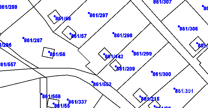 Parcela st. 861/142 v KÚ Bílina-Újezd, Katastrální mapa