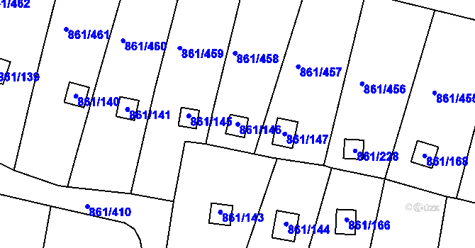 Parcela st. 861/146 v KÚ Bílina-Újezd, Katastrální mapa