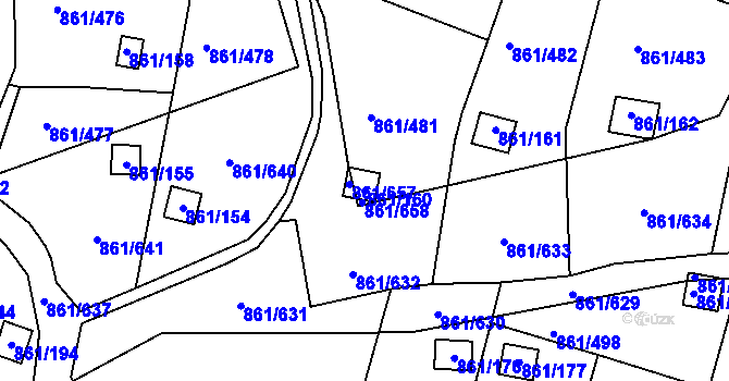 Parcela st. 861/160 v KÚ Bílina-Újezd, Katastrální mapa