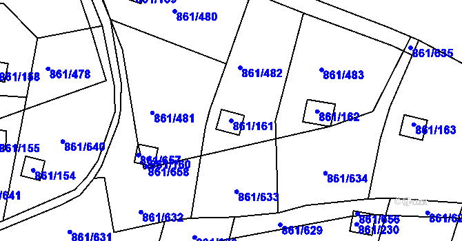 Parcela st. 861/161 v KÚ Bílina-Újezd, Katastrální mapa
