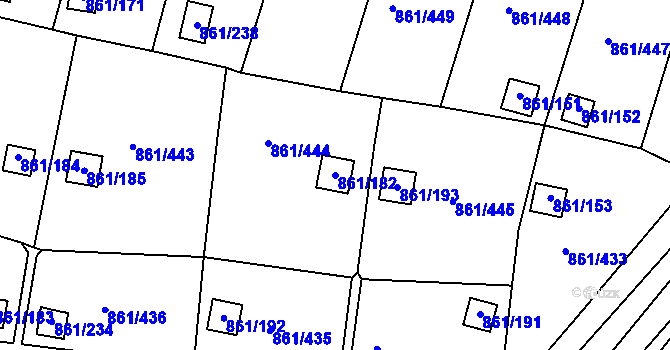 Parcela st. 861/182 v KÚ Bílina-Újezd, Katastrální mapa