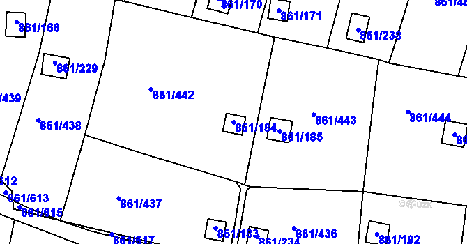 Parcela st. 861/184 v KÚ Bílina-Újezd, Katastrální mapa