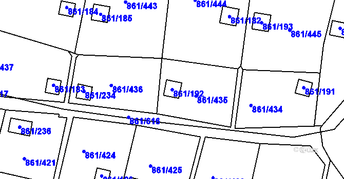 Parcela st. 861/192 v KÚ Bílina-Újezd, Katastrální mapa