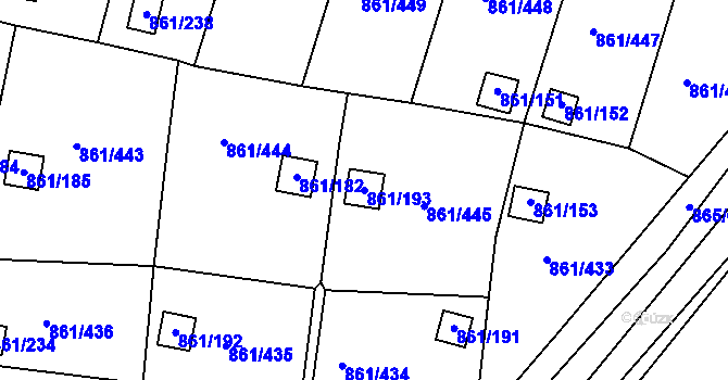 Parcela st. 861/193 v KÚ Bílina-Újezd, Katastrální mapa