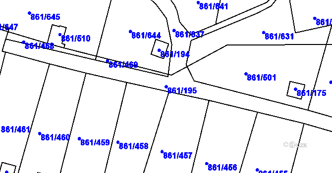 Parcela st. 861/195 v KÚ Bílina-Újezd, Katastrální mapa