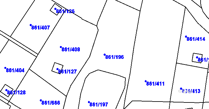 Parcela st. 861/196 v KÚ Bílina-Újezd, Katastrální mapa