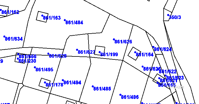 Parcela st. 861/199 v KÚ Bílina-Újezd, Katastrální mapa