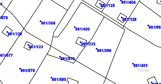 Parcela st. 861/225 v KÚ Bílina-Újezd, Katastrální mapa