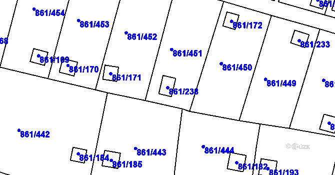 Parcela st. 861/238 v KÚ Bílina-Újezd, Katastrální mapa