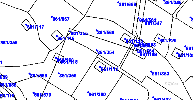 Parcela st. 861/354 v KÚ Bílina-Újezd, Katastrální mapa