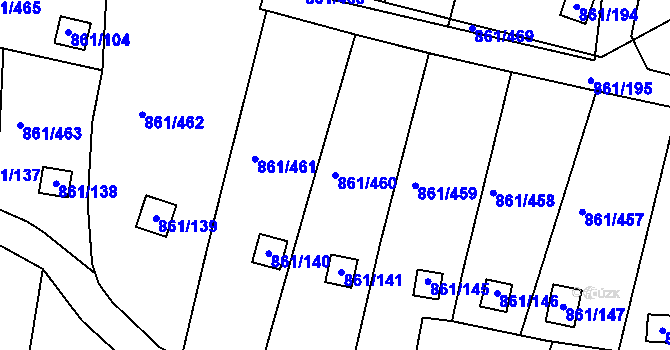 Parcela st. 861/460 v KÚ Bílina-Újezd, Katastrální mapa