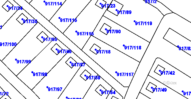 Parcela st. 917/18 v KÚ Bílina-Újezd, Katastrální mapa
