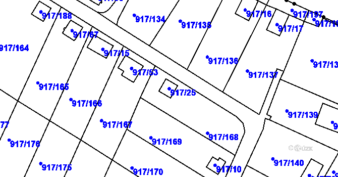Parcela st. 917/25 v KÚ Bílina-Újezd, Katastrální mapa
