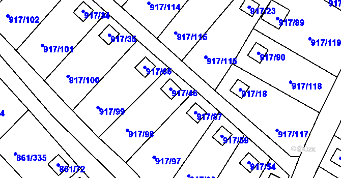 Parcela st. 917/46 v KÚ Bílina-Újezd, Katastrální mapa