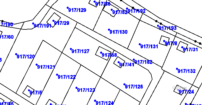Parcela st. 917/58 v KÚ Bílina-Újezd, Katastrální mapa