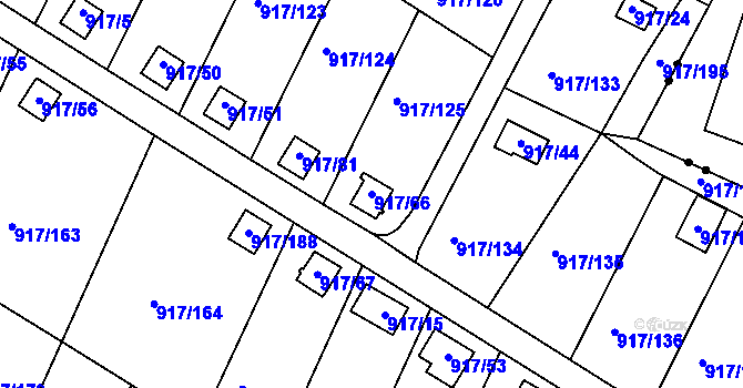 Parcela st. 917/66 v KÚ Bílina-Újezd, Katastrální mapa
