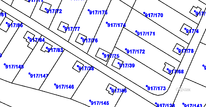 Parcela st. 917/75 v KÚ Bílina-Újezd, Katastrální mapa