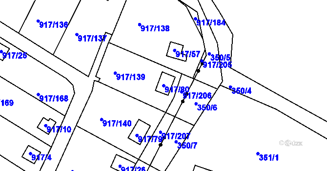 Parcela st. 917/80 v KÚ Bílina-Újezd, Katastrální mapa