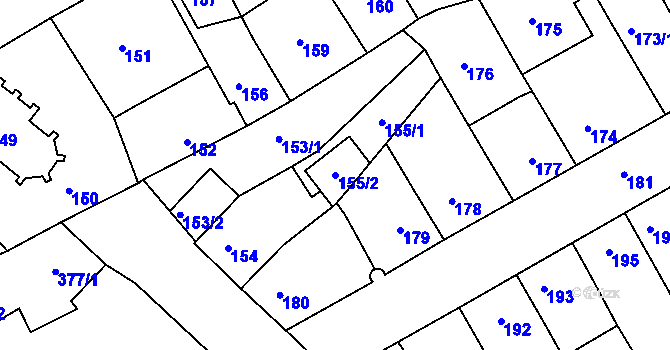 Parcela st. 155/2 v KÚ Bílina-Újezd, Katastrální mapa