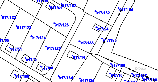 Parcela st. 917/133 v KÚ Bílina-Újezd, Katastrální mapa