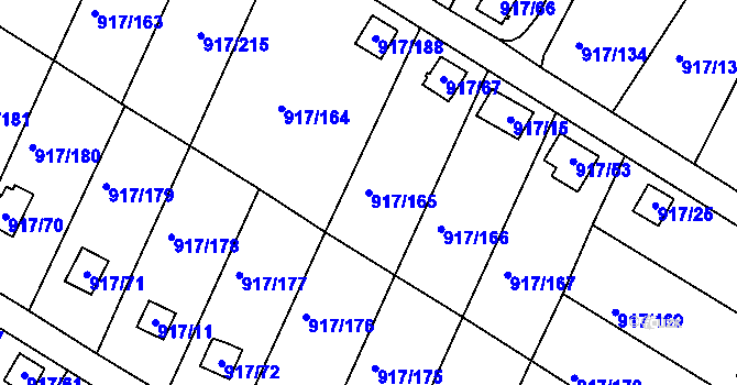 Parcela st. 917/165 v KÚ Bílina-Újezd, Katastrální mapa