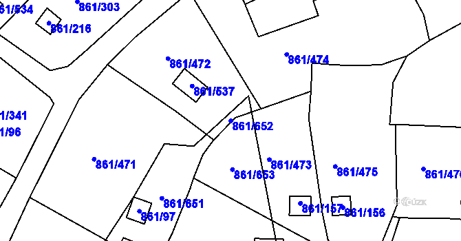 Parcela st. 861/652 v KÚ Bílina-Újezd, Katastrální mapa