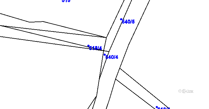 Parcela st. 540/4 v KÚ Bílina-Újezd, Katastrální mapa