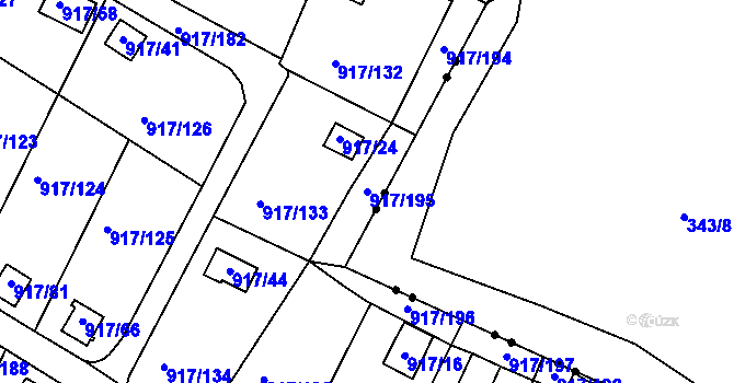 Parcela st. 917/195 v KÚ Bílina-Újezd, Katastrální mapa