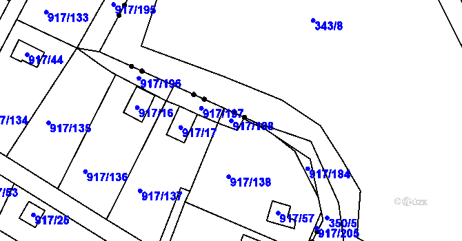 Parcela st. 917/198 v KÚ Bílina-Újezd, Katastrální mapa