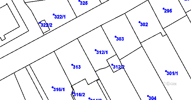 Parcela st. 312/1 v KÚ Bílina-Újezd, Katastrální mapa